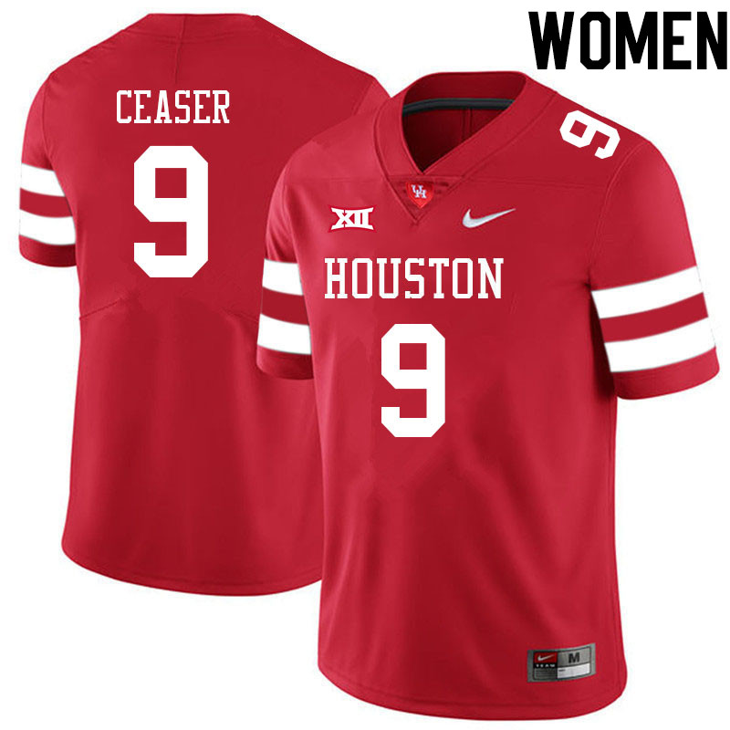 Women #9 Nelson Ceaser Houston Cougars College Big 12 Conference Football Jerseys Sale-Red